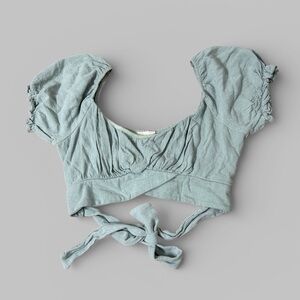 Altar'd State Soft Green Front Tie Cropped Top